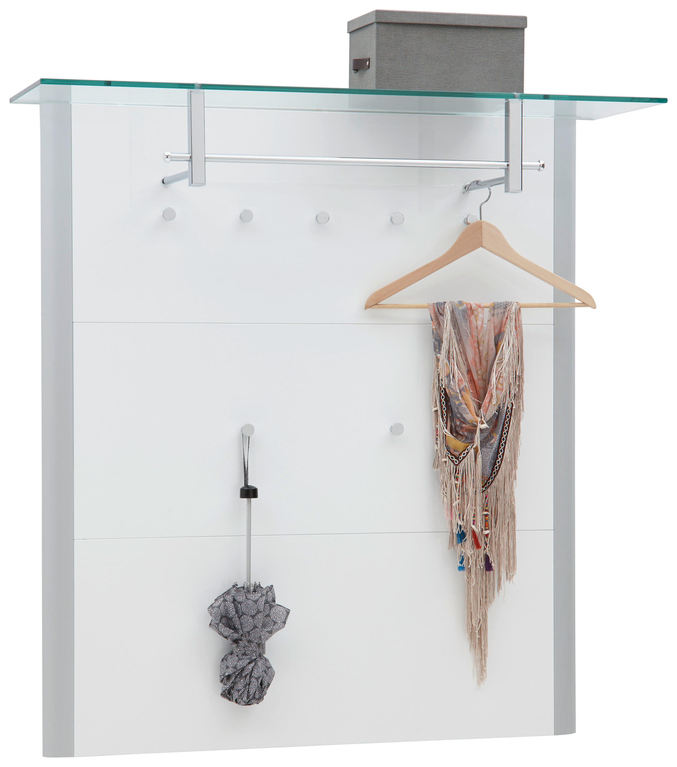 GARDEROBENPANEEL 112/117/33 cm  - Alufarben/Weiß, Design, Glas/Metall (112/117/33cm) - Dieter Knoll