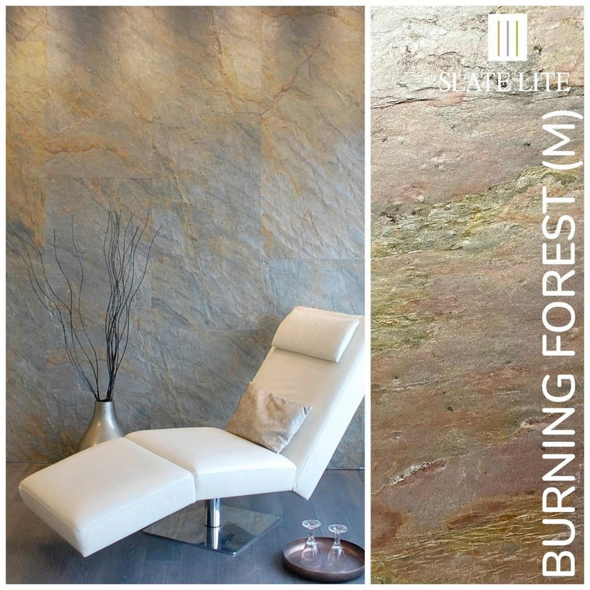 WANDPANEEL Grau, Dunkelgrau, Dunkelgrün, Dunkelrot, Dunkelgelb  - Dunkelgrün/Dunkelgrau, Basics, Kunststoff/Stein (240/120cm)