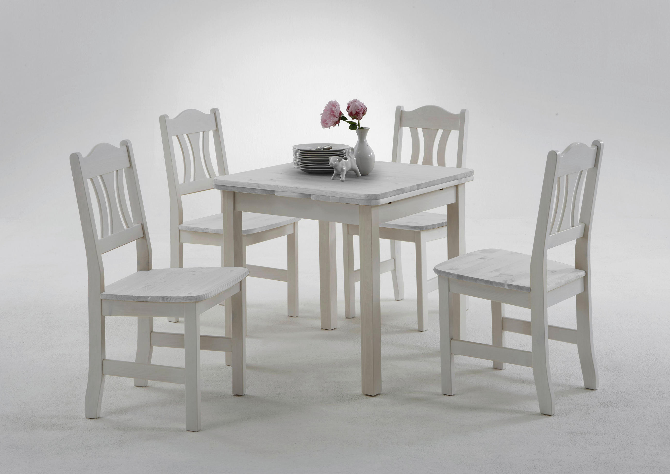 STUHL Weiß Kiefer massiv  - Weiß, ROMANTIK / LANDHAUS, Holz (44/92/45cm) - Boxxx