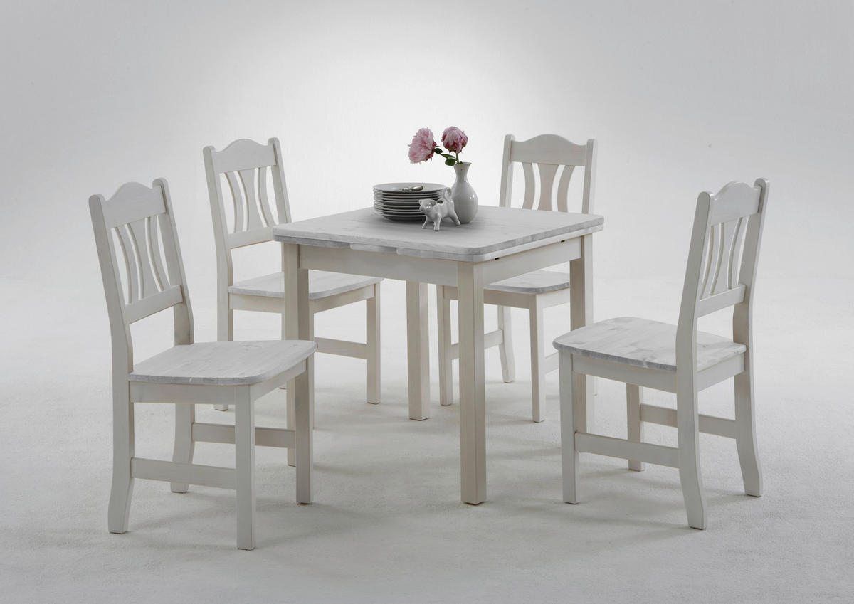 STUHL Weiß Kiefer massiv  - Weiß, ROMANTIK / LANDHAUS, Holz (44/92/45cm) - Boxxx