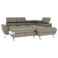 ECKSOFA Greige Struktur  - Greige/Silberfarben, KONVENTIONELL, Textil/Metall (268/207cm) - Carryhome