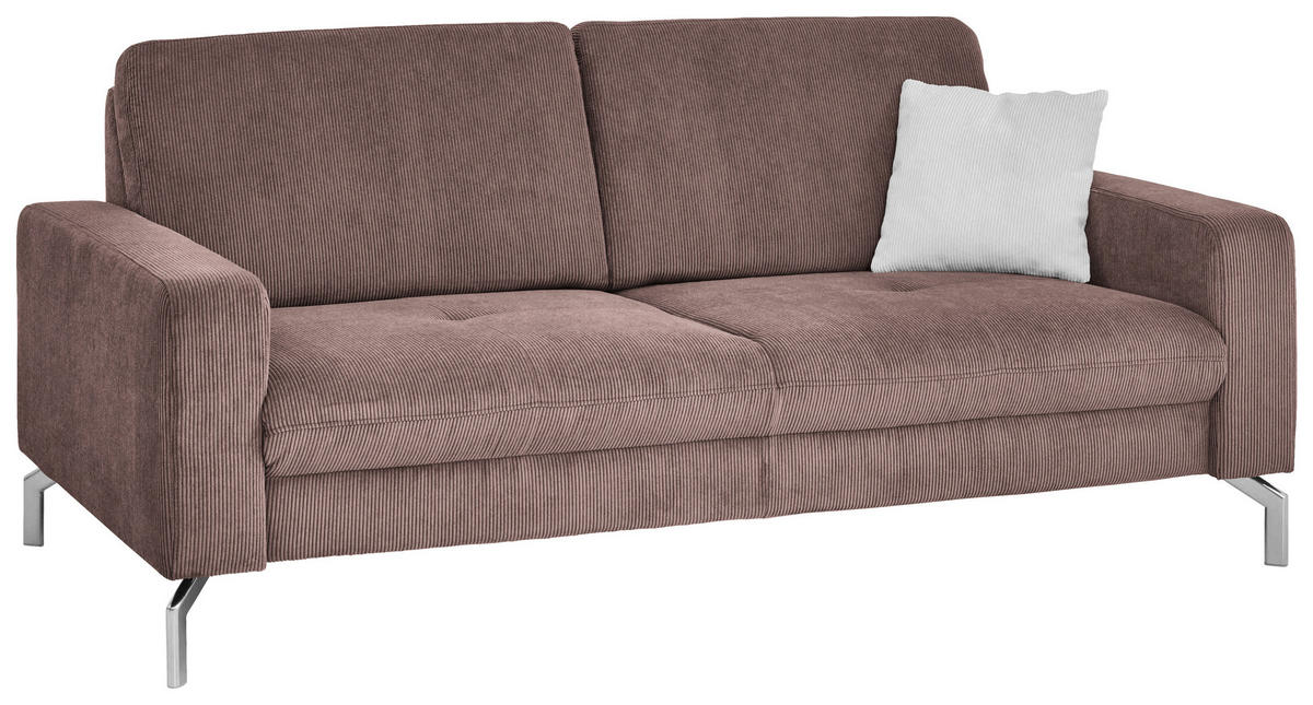 3-SITZER-SOFA Feincord Altrosa  - Chromfarben/Altrosa, Design, Textil/Metall (194/87/105cm) - Beldomo Style