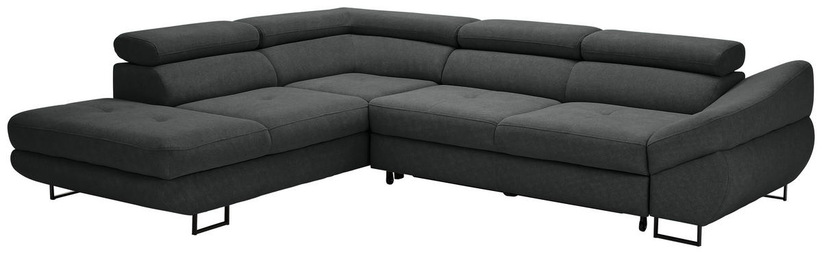 ECKSOFA in Webstoff Dunkelgrau  - Dunkelgrau/Schwarz, Design, Textil/Metall (235/280cm) - Hom`in