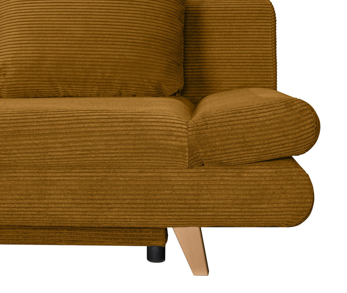 SCHLAFSOFA  mit Schlafen auf Sitzhöhe, haustierfreundlicher Bezug Cord Currygelb  - Currygelb/Buchefarben, KONVENTIONELL, Holz/Textil (200/75/85cm) - Carryhome
