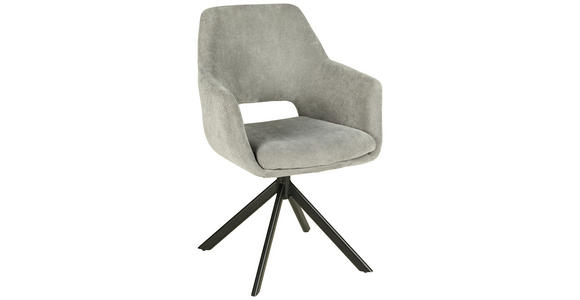 ARMLEHNSTUHL in Eisen Webstoff - Hellgrau/Schwarz, Design, Textil/Metall (55,5/88/61cm) - Novel