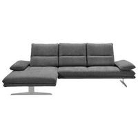 ECKSOFA in Flachgewebe Anthrazit  - Edelstahlfarben/Anthrazit, Design, Textil/Metall (164/291cm) - Chilliano