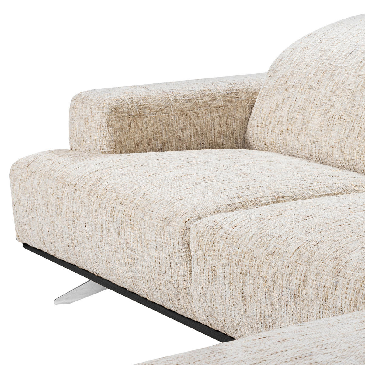 ECKSOFA PORTLAND in Struktur Beige Kopfteilverstellung  295/187 cm  - Chromfarben/Beige, Design, Holz/Textil (295/187cm) - Livetastic