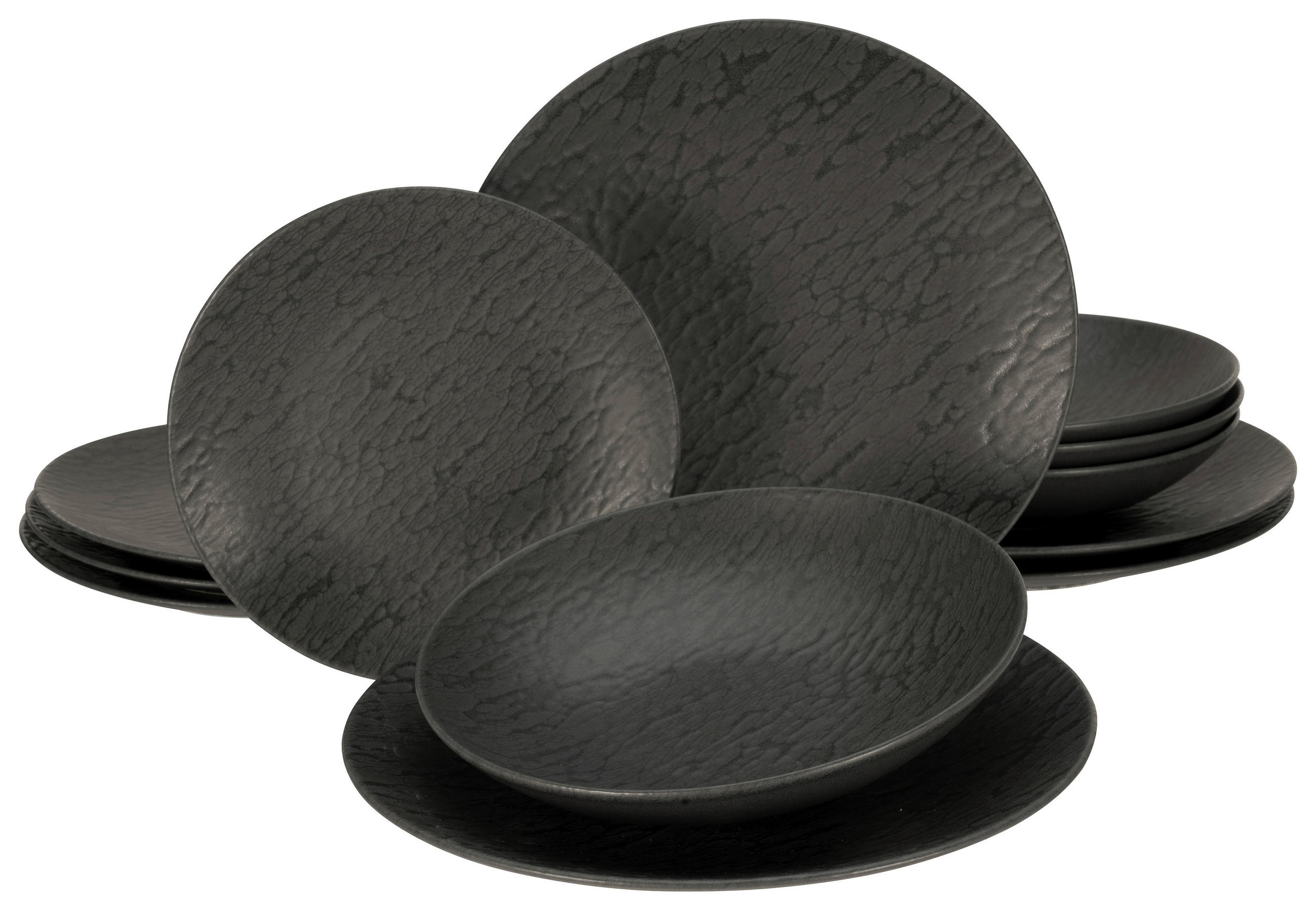 TAFELSERVICE Schwarz 12-teilig  - Schwarz, Trend, Keramik - Creatable