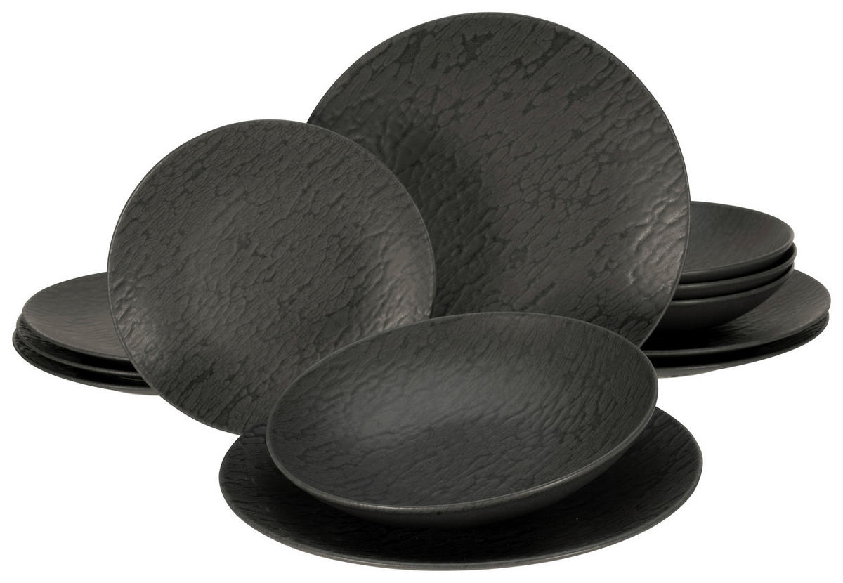 JEDÁLENSKÝ SERVIS, kamenina - čierna, Trend, keramika - Creatable