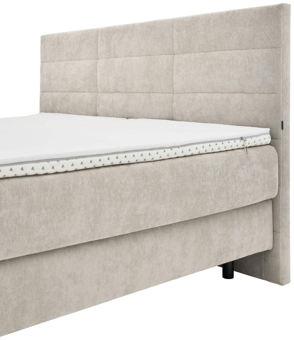 BOXSPRINGBETT 180/200 cm,  in Creme, gepolstertes Kopfteil, Matratzen, H3 + H4 = fest + sehr fest  - Creme/Schwarz, KONVENTIONELL, Holzwerkstoff/Kunststoff (180/200cm) - Musterring