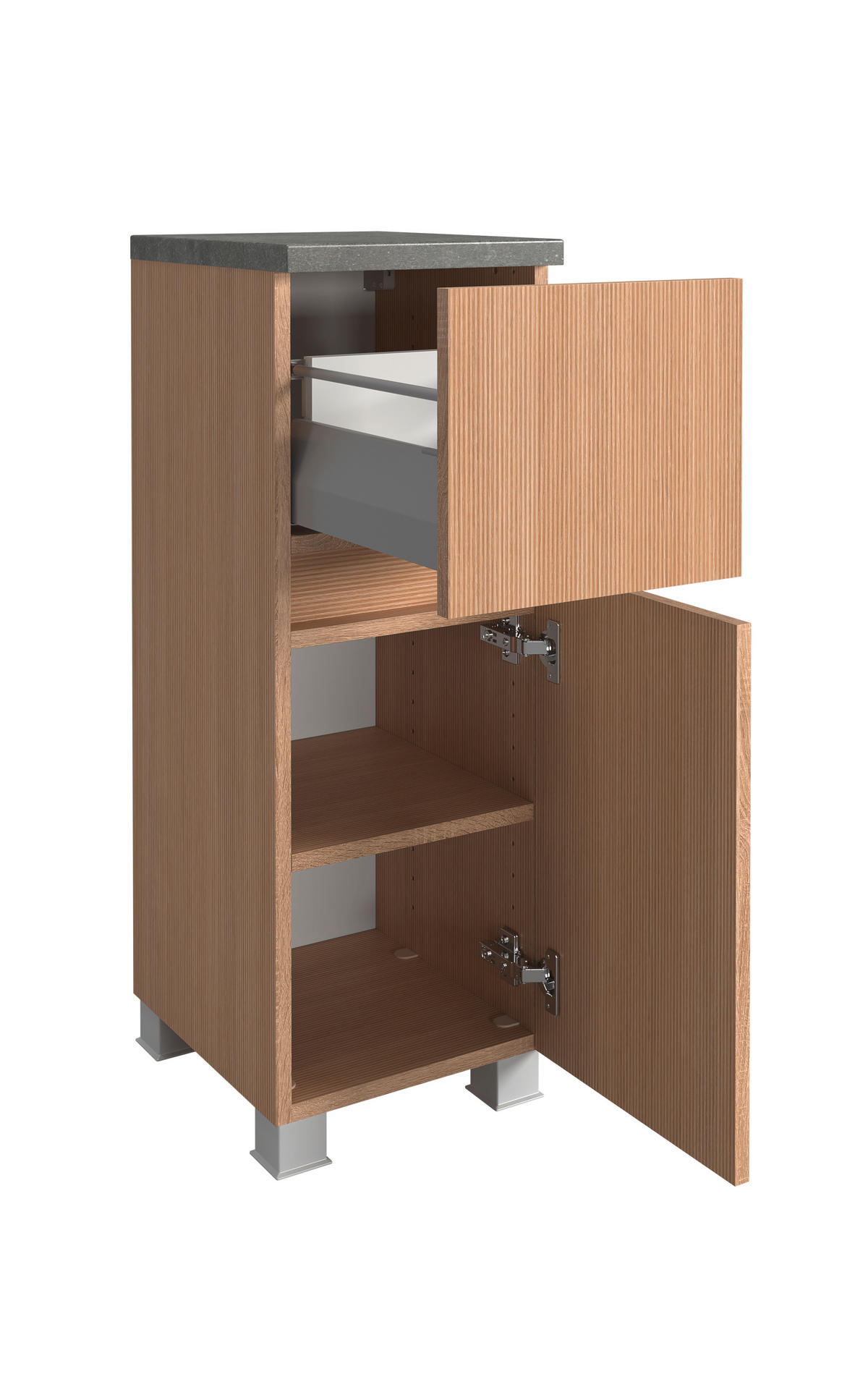 UNTERSCHRANK 30/80/35 cm   - Eichefarben/Silberfarben, KONVENTIONELL, Holzwerkstoff/Kunststoff (30/80/35cm) - Xora