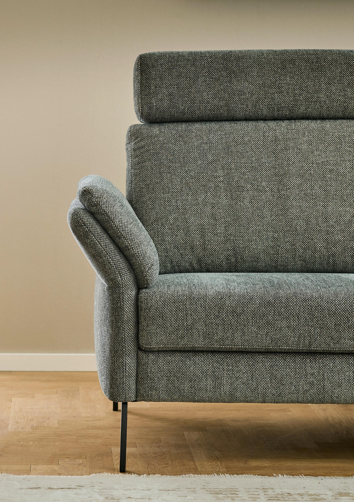 ECKSOFA 269/249 cm  in Chenille Olivgrün Rücken echt  269/249 cm  - Schwarz/Olivgrün, KONVENTIONELL, Textil/Metall (269/249cm) - Pure Home Comfort