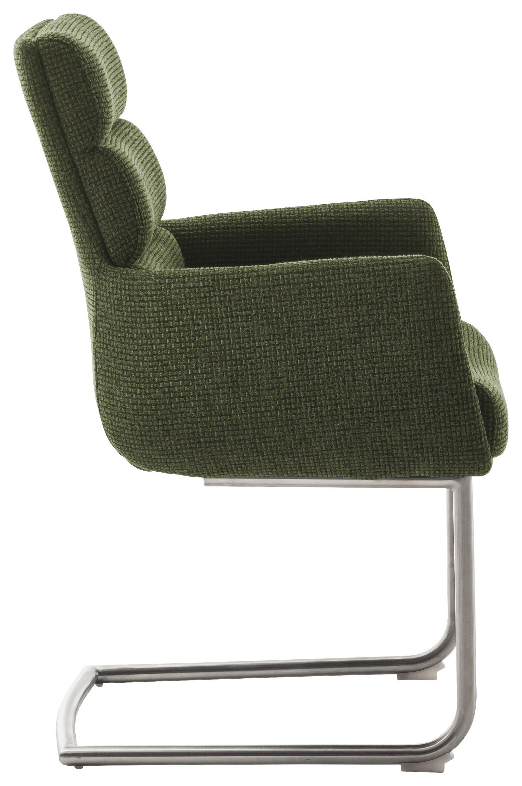 ARMLEHNSTUHL  in Edelstahl Webstoff  - Edelstahlfarben/Olivgrün, Design, Textil/Metall (61/90/64cm) - Dieter Knoll