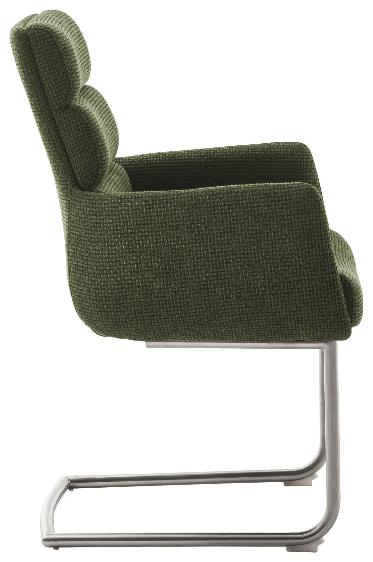 ARMLEHNSTUHL  in Edelstahl Webstoff  - Edelstahlfarben/Olivgrün, Design, Textil/Metall (61/90/64cm) - Dieter Knoll