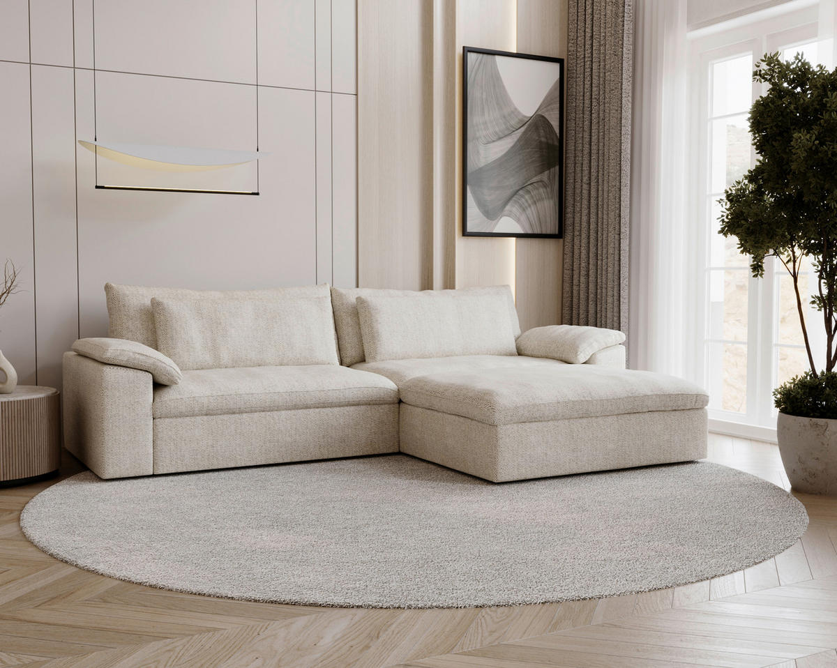 ECKSOFA  in Webstoff Beige  306/198 cm  - Beige/Schwarz, MODERN, Kunststoff/Textil (306/198cm) - Carryhome