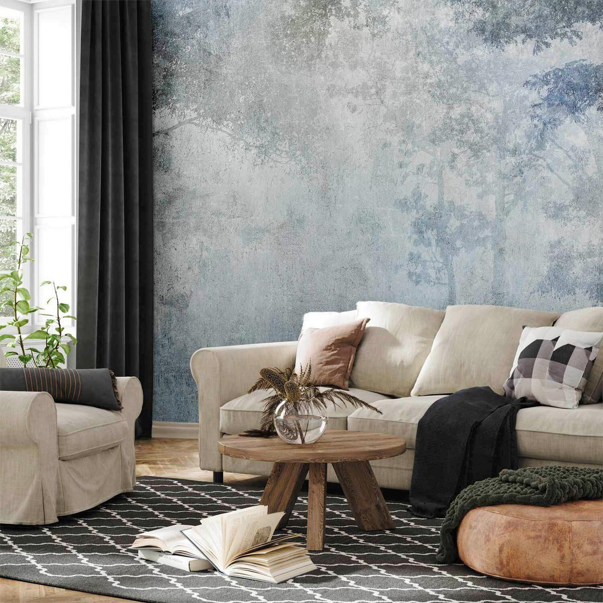 FOTOTAPET 150/105 cm  - blågrå/pastellblå, Lifestyle, textil (150/105cm) - artgeist