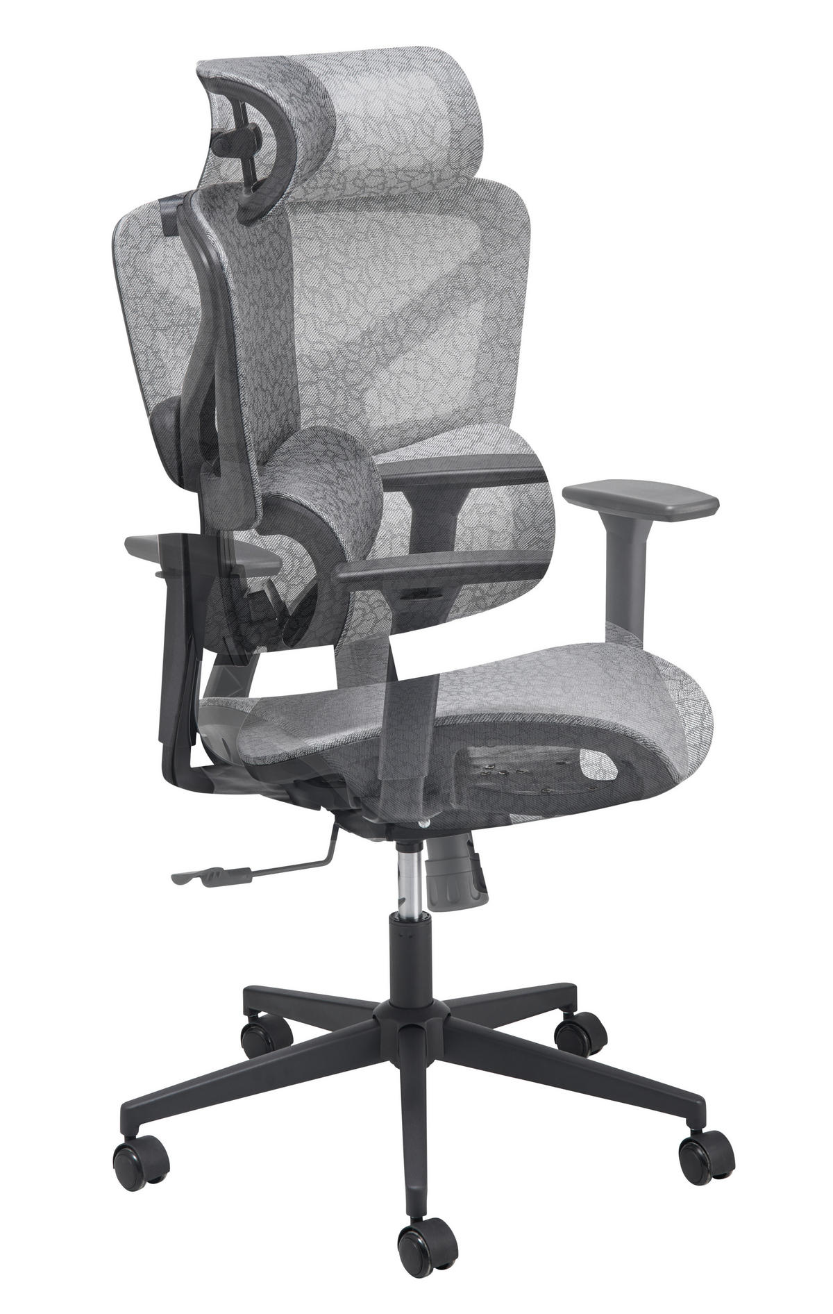 OTOČNÁ ŽIDLE, síťovina, tmavě šedá - černá/tmavě šedá, Lifestyle, kov/dřevo (66/124-132/64cm) - MID.YOU