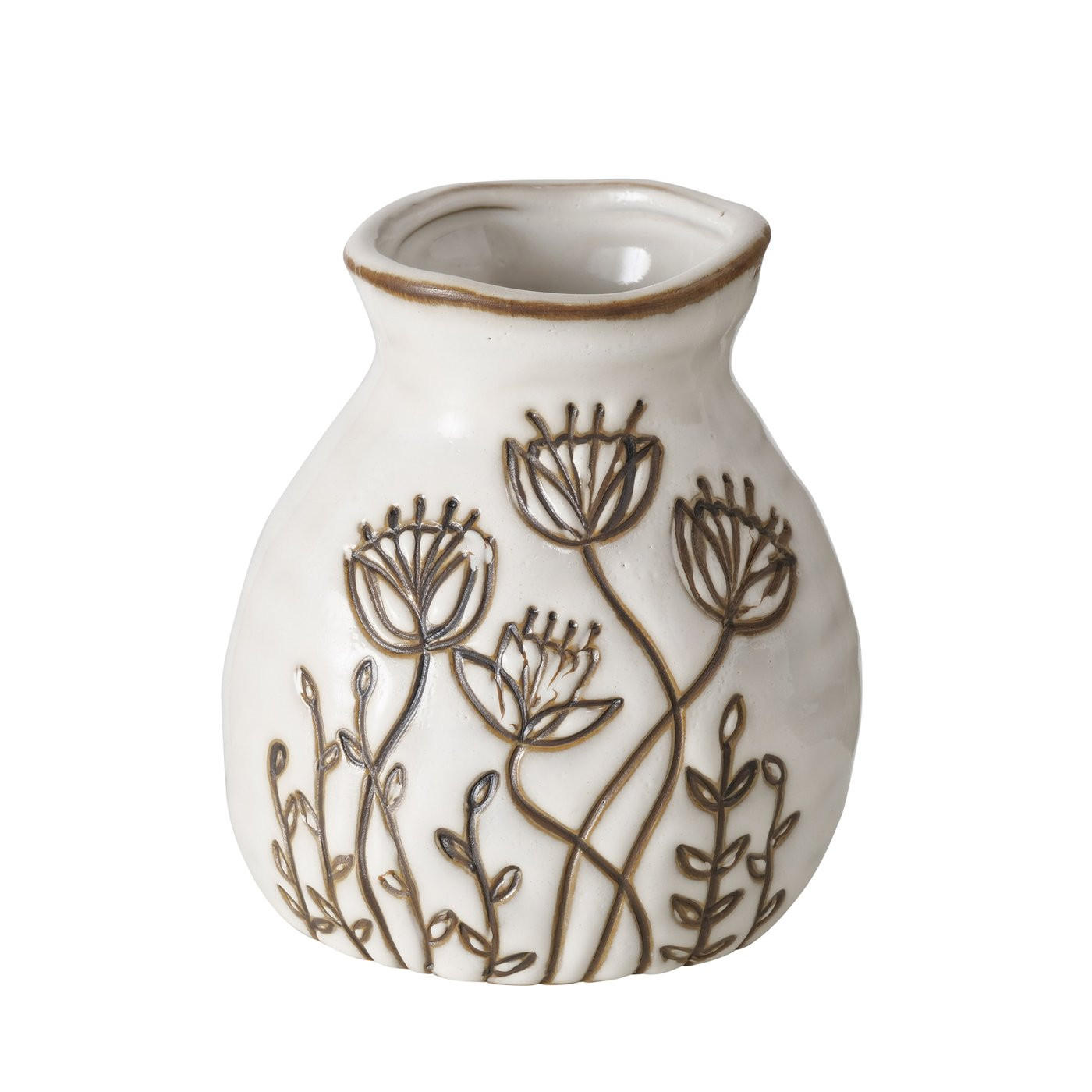 VASE  - Weiß, Natur, Keramik (8/9cm)