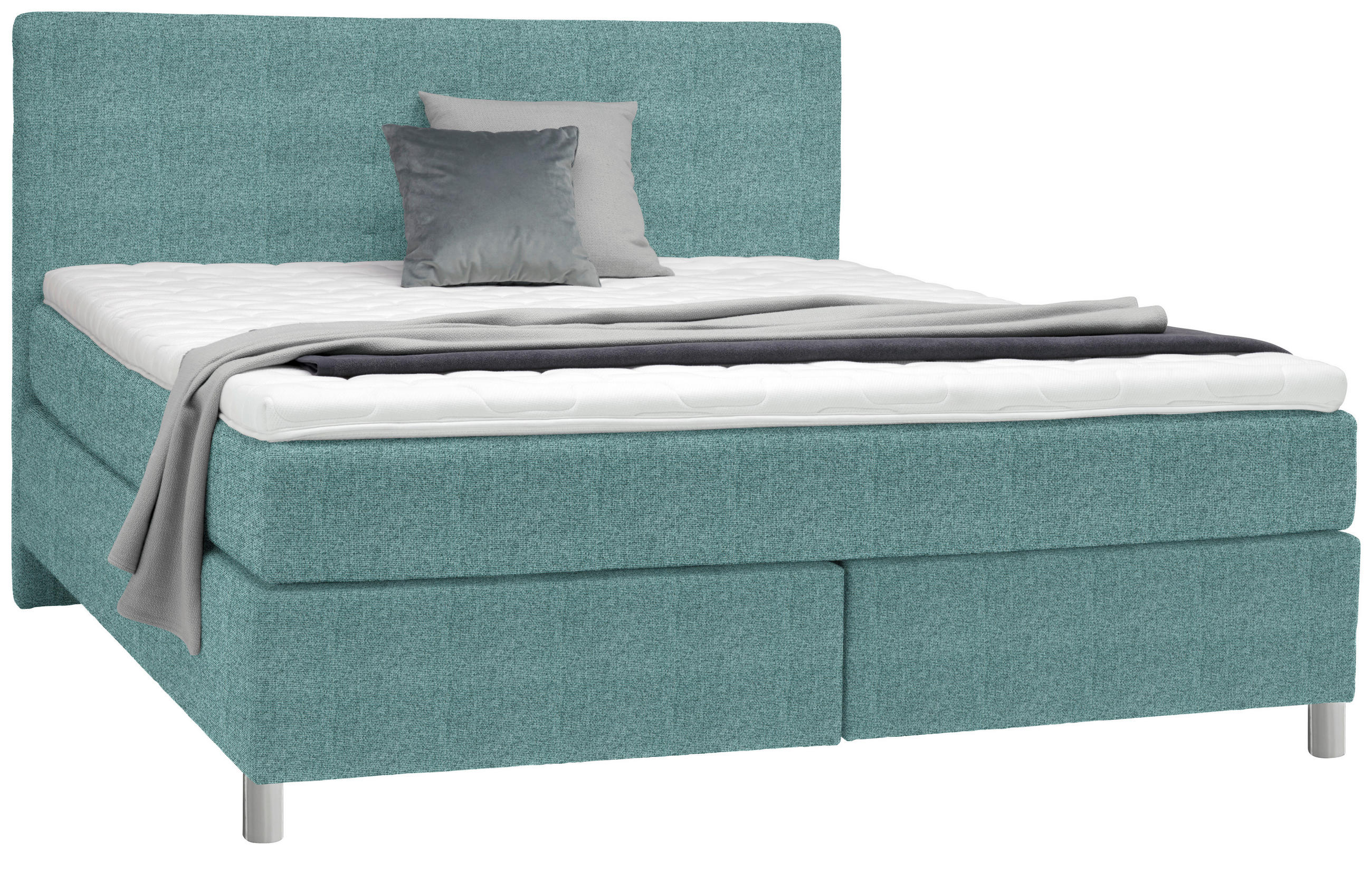 BOXSPRINGBETT 180/200 cm  in Petrol  - Chromfarben/Petrol, Konventionell, Kunststoff/Textil (180/200cm) - Voleo