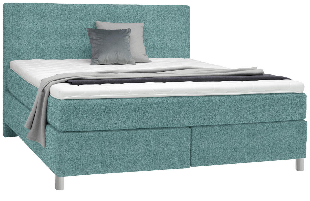 BOXSPRINGBETT 160/200 cm  in Petrol  - Chromfarben/Petrol, KONVENTIONELL, Kunststoff/Textil (160/200cm) - Voleo