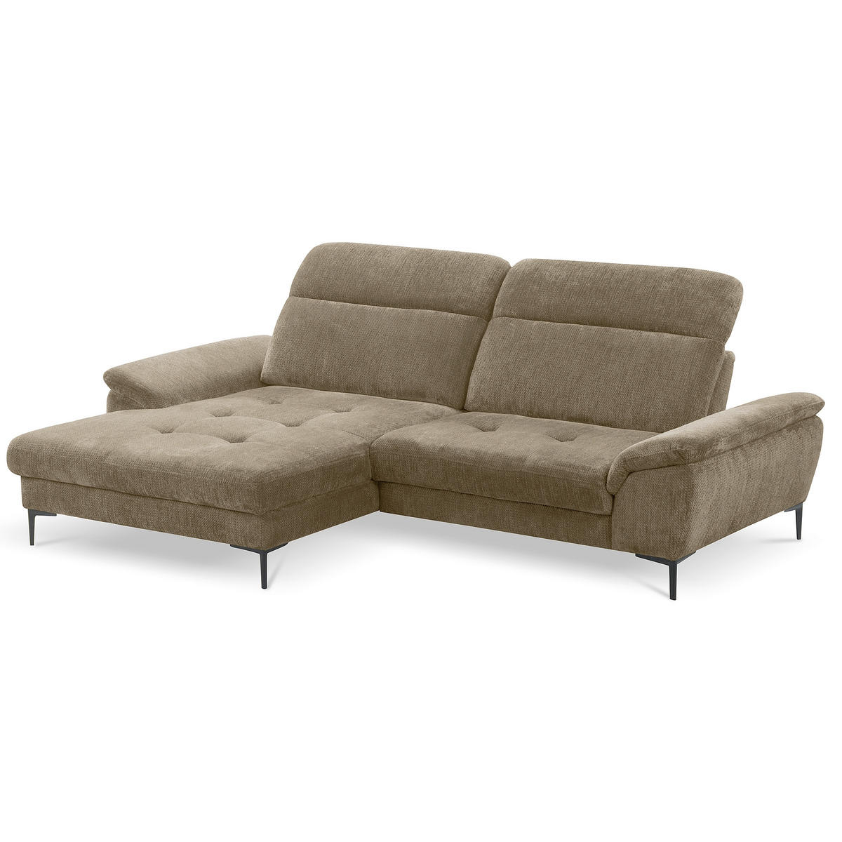 ECKSOFA  Webstoff Taupe  - Taupe/Schwarz, Design, Textil/Metall (195/268cm) - Livetastic