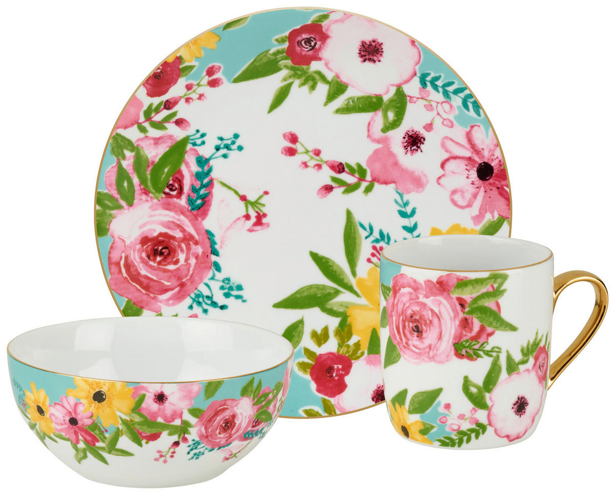 REGGELIZŐ ÉTKÉSZLET  - türkiz/többszínű, Trend, kerámia - Landscape