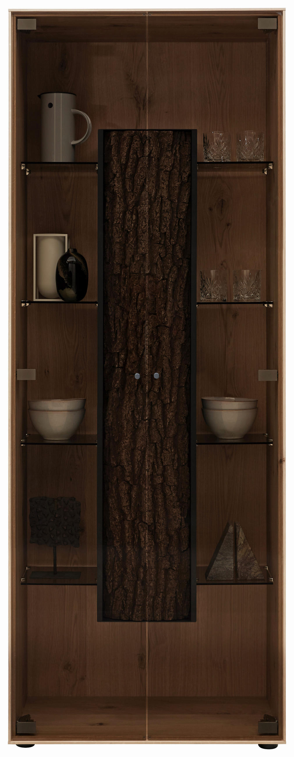 VITRINE Eichefarben  77/205/39 cm  - Eichefarben/Transparent, Natur, Glas/Holz (77/205/39cm) - Valnatura