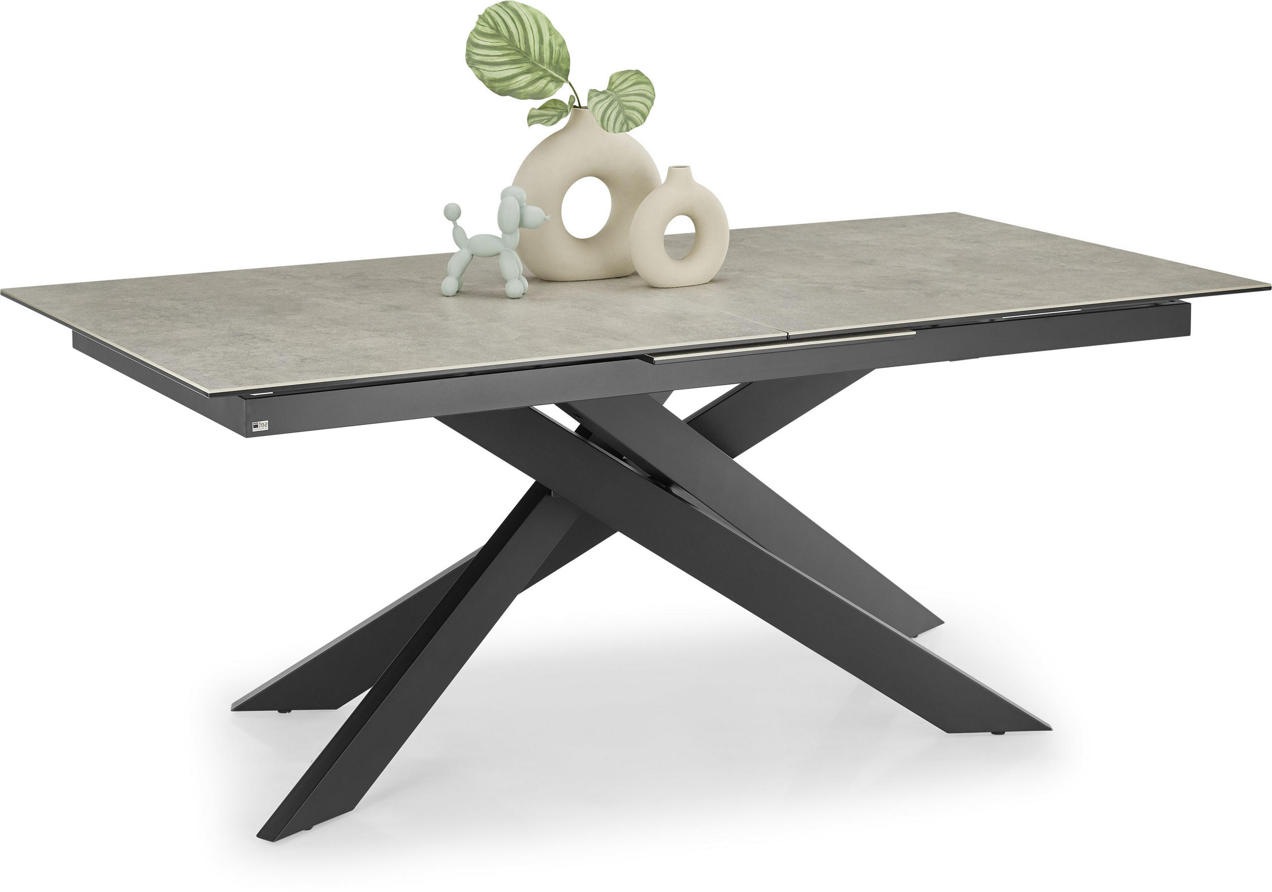 SetOne by Musterring Esstisch Grau, Schwarz 100x75x200-250 cm