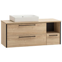 WASCHTISCHKOMBI  - Eichefarben/Weiß Hochglanz, MODERN, Keramik/Holzwerkstoff (114/57,7/44cm) - Stylife