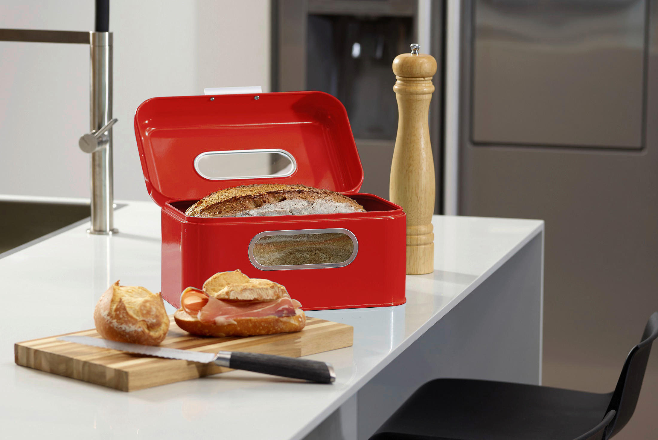 BROTKASTEN - Rot, Design, Metall (30/20/16,5cm) - Echtwerk