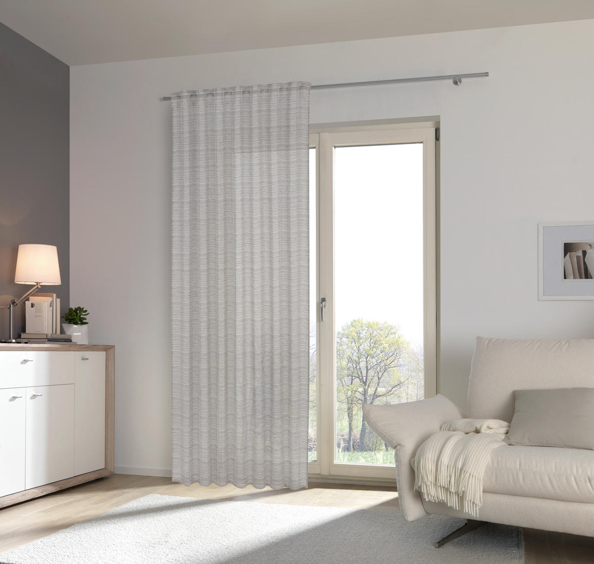 KÉSZFÜGGÖNY áttetsző  - szürke, Design, textil (140/245cm) - Esposa