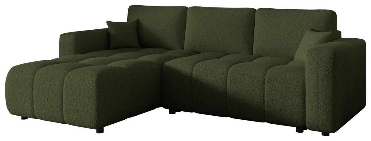 ECKSOFA  in Bouclé Grün  - Schwarz/Grün, MODERN, Kunststoff/Textil (190/280cm) - Carryhome