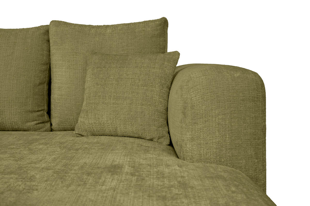 ECKSOFA Olivgrün Chenille Zierkissen, Rückenkissen, Rücken echt  - Schwarz/Olivgrün, MODERN, Kunststoff/Textil (276/188cm) - Milino