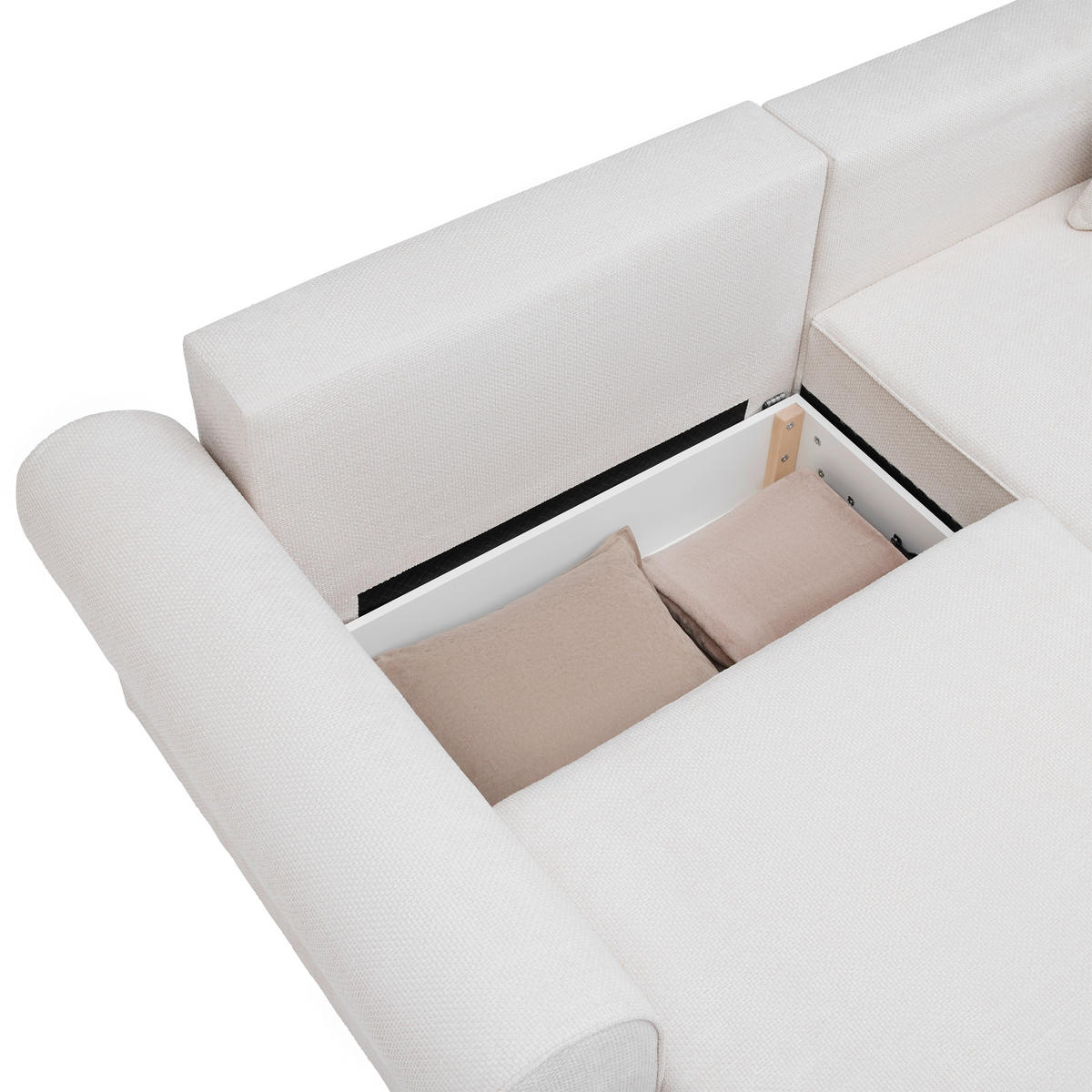 HÖRNSOFFA i cremefärgad  - beige/cremefärgad, Modern, trämaterial/trä (255/185cm) - MID.YOU