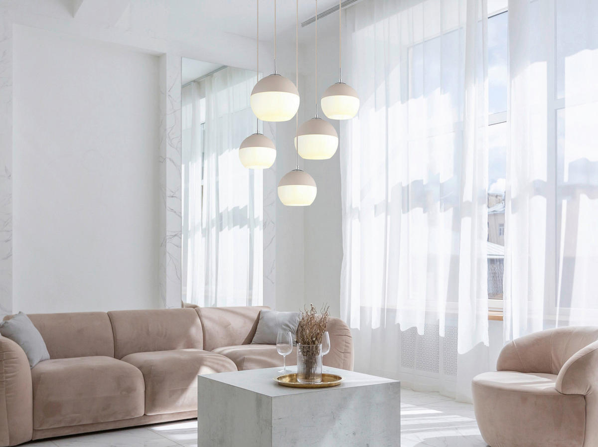 HÄNGELEUCHTE 75/120 cm   - Sandfarben/Chromfarben, Trend, Glas/Metall (75/120cm) - Collet's Monde