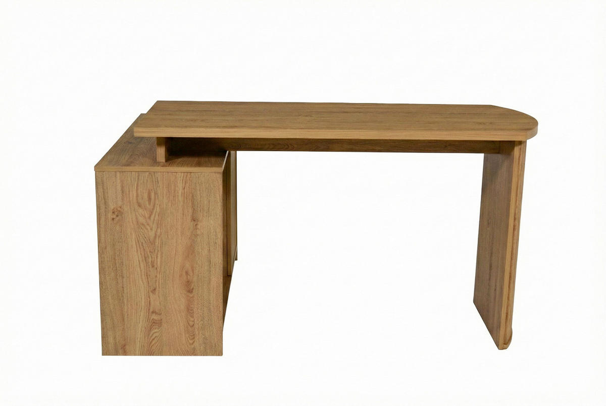 ECKSCHREIBTISCH 150/120/75 cm Eichefarben Kabeldurchlass, Stauraum, seitenverkehrt montierbar  - Eichefarben/Silberfarben, Modern, Holzwerkstoff/Metall (150/120/75cm) - MID.YOU