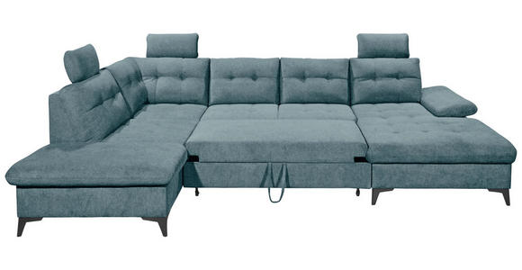 WOHNLANDSCHAFT Blau Webstoff  - Blau/Schwarz, KONVENTIONELL, Kunststoff/Textil (218/324/170cm) - Carryhome