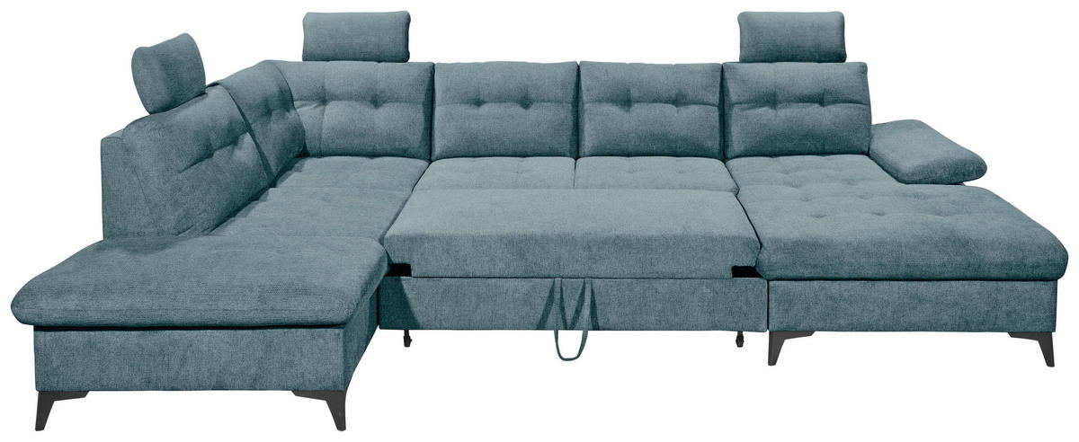 WOHNLANDSCHAFT in Webstoff Blau  - Blau/Schwarz, Konventionell, Kunststoff/Textil (218/324/170cm) - MID.YOU