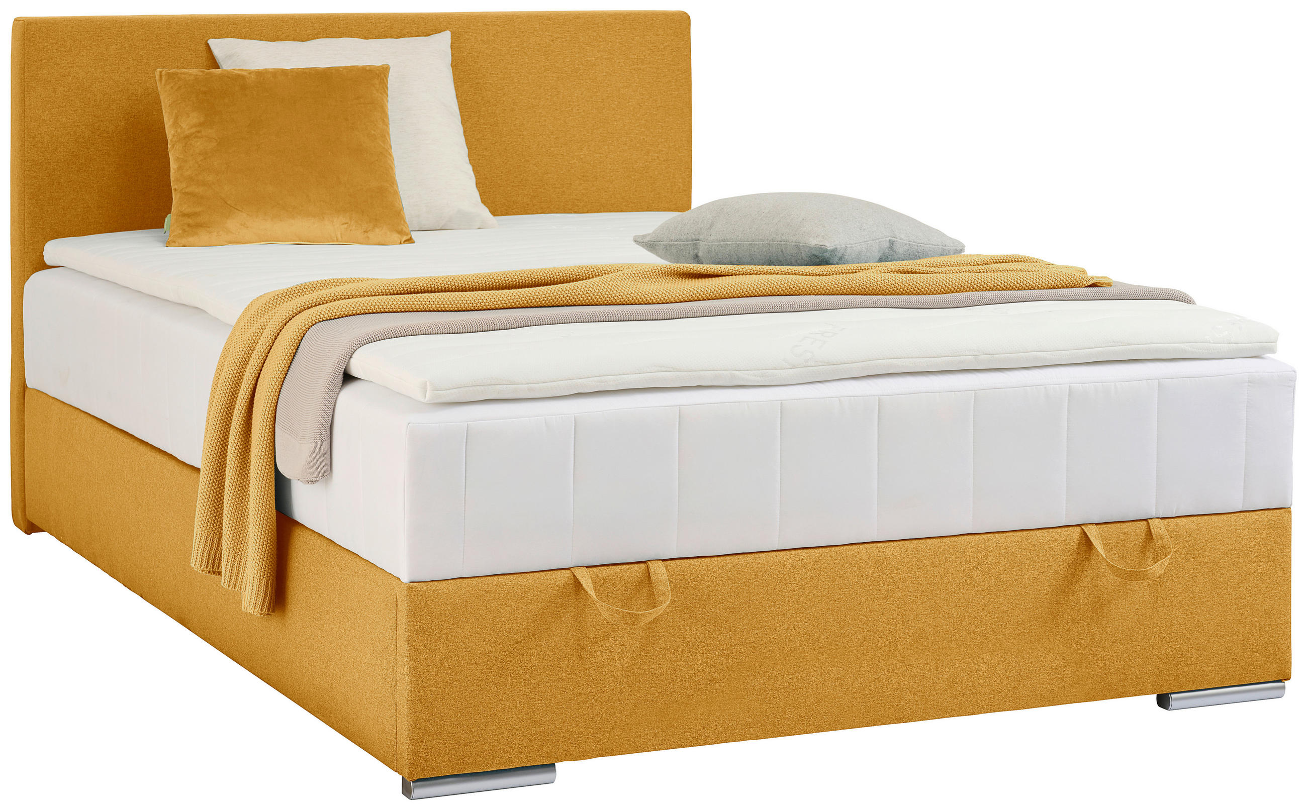 BOXBETT 90/200 cm  in Currygelb  - Chromfarben/Currygelb, KONVENTIONELL, Kunststoff/Textil (90/200cm) - Carryhome