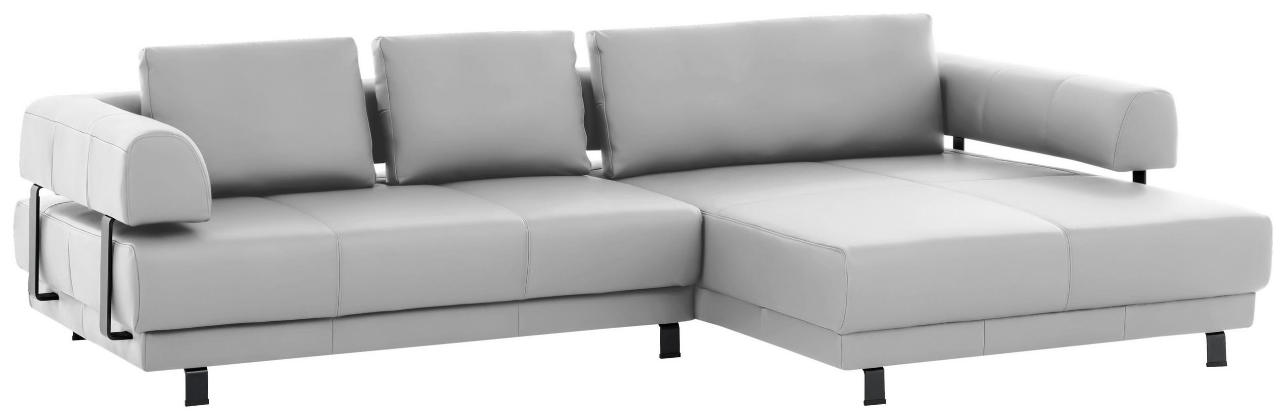 ECKSOFA Weiß Echtleder  - Schwarz/Weiß, Design, Leder/Metall (307/188cm)