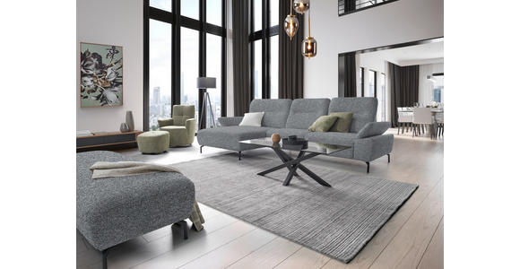 ECKSOFA in Chenille, Flachgewebe Blaugrau 165/318 cm - Blaugrau/Schwarz, Design, Textil/Metall (165/318cm) - Xora