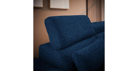 ECKSOFA in Velours Dunkelblau  - Schwarz/Dunkelblau, Design, Textil/Metall (299/264cm) - Novel