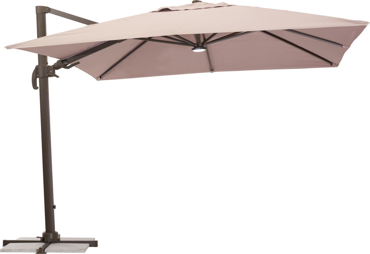 Umbrelă Cu Picior Lateral   - maro/maro închis, Lifestyle, metal/textil (300/265/300cm) - Ambia Garden