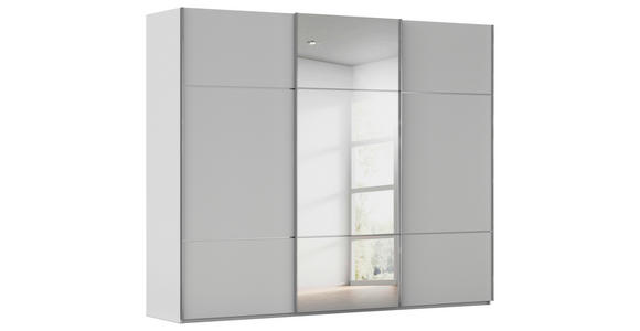 SCHWEBETÜRENSCHRANK 301/223/68 cm 3-türig Grau - Chromfarben/Grau, KONVENTIONELL, Glas/Holzwerkstoff (301/223/68cm) - Novel