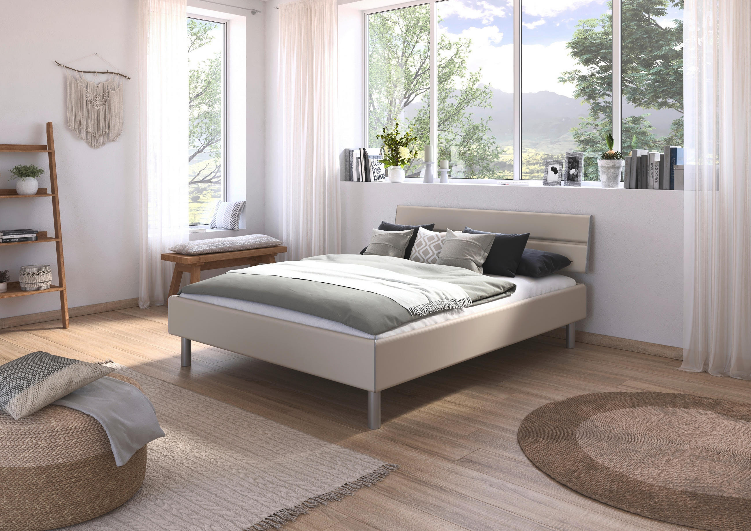 BETT 160/200 cm,  in Champagner,  - Champagner/Alufarben, Design, Metall (160/200cm) - Carryhome