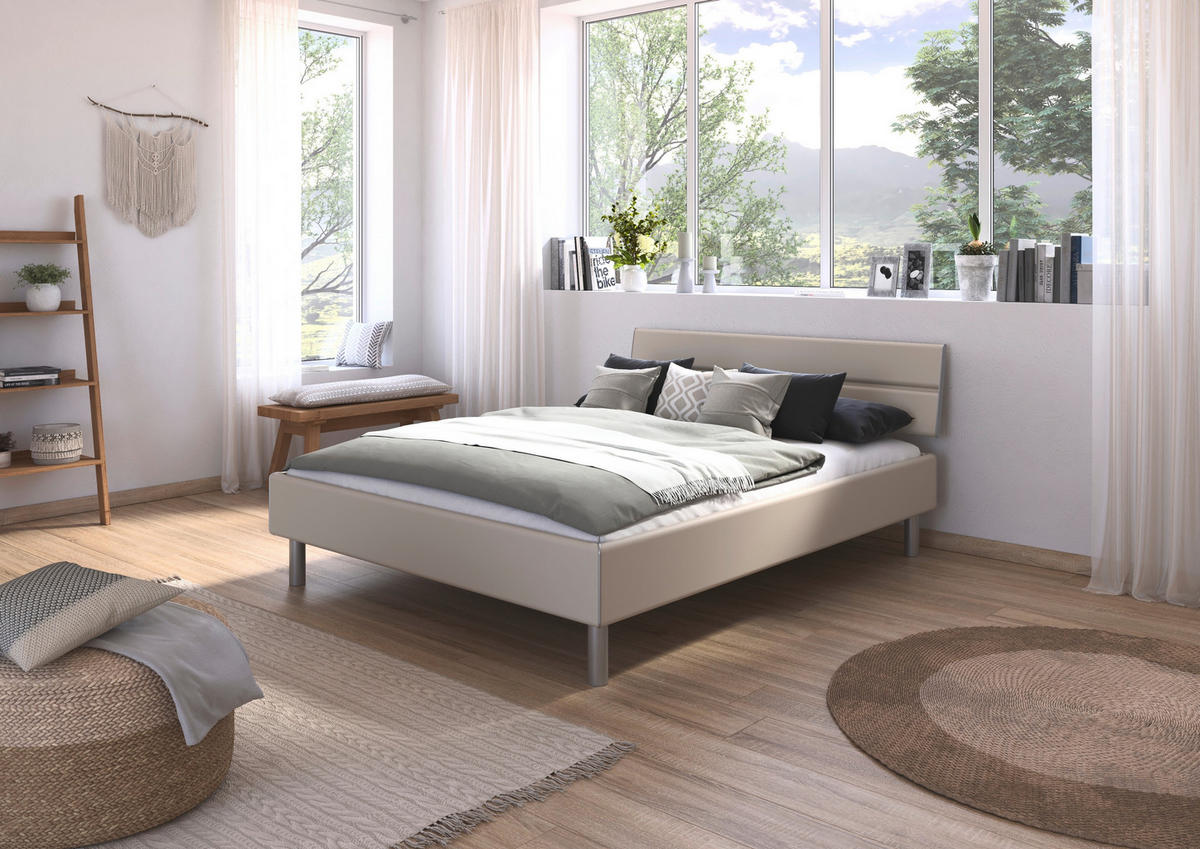 BETT 160/200 cm,  in Champagner,  - Champagner/Alufarben, Design, Metall (160/200cm) - Carryhome