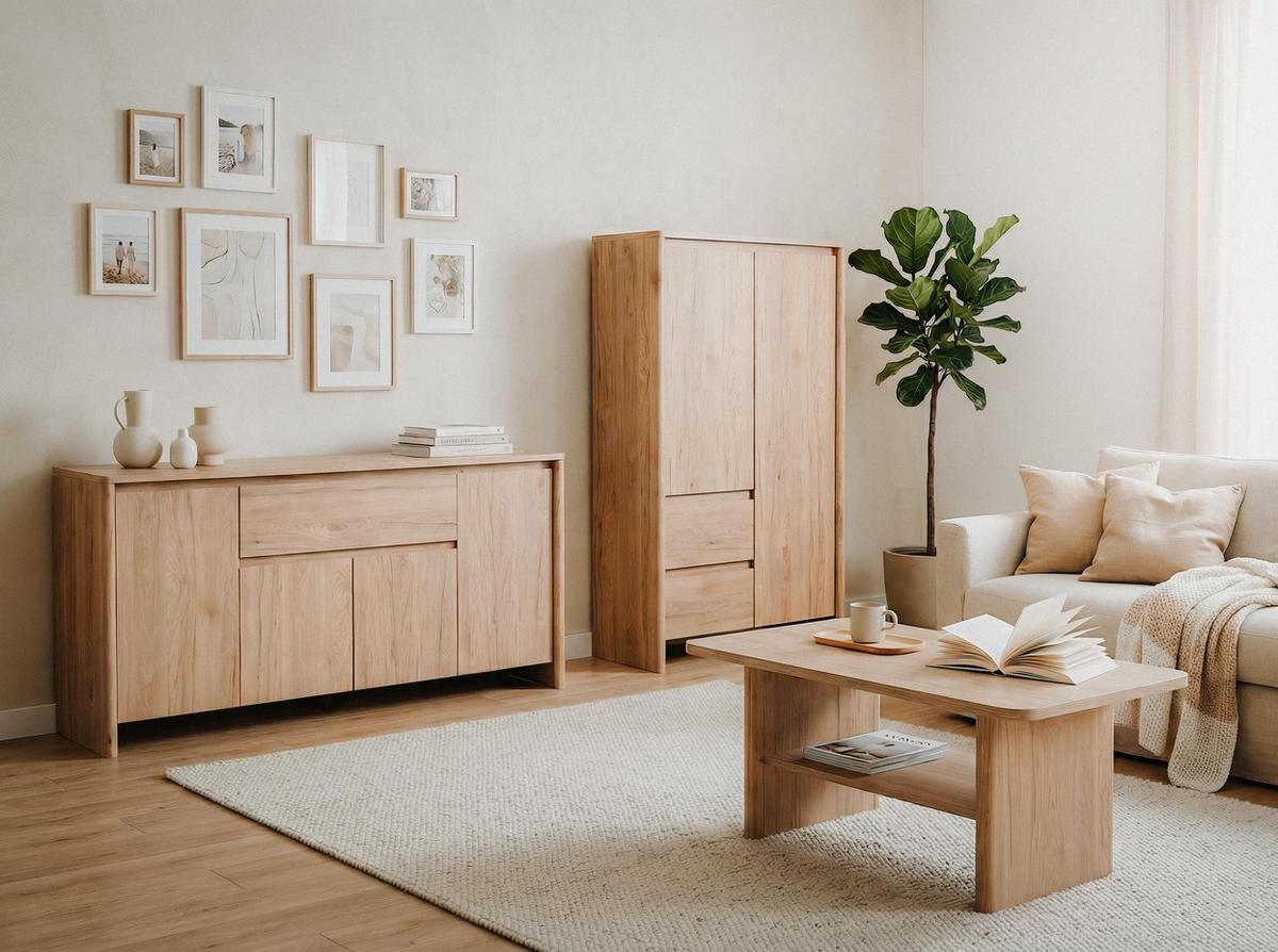 HIGHBOARD  86/140/40 cm 2 Schublade(n)  - Naturfarben, Design, Holzwerkstoff (86/140/40cm) - MID.YOU