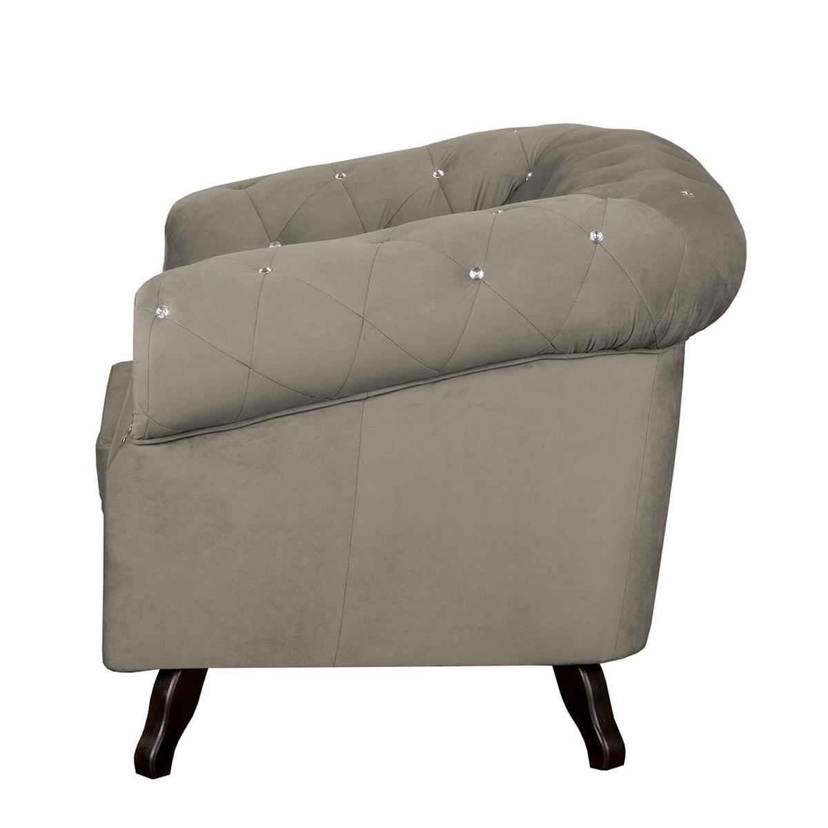 SESSEL in Velours Taupe  - Taupe, Design, Holz/Textil (110/82/90cm) - P & B