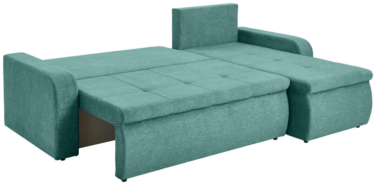ECKSOFA in Webstoff Mintgrün  - Schwarz/Mintgrün, Konventionell, Kunststoff/Textil (235/158cm) - P & B