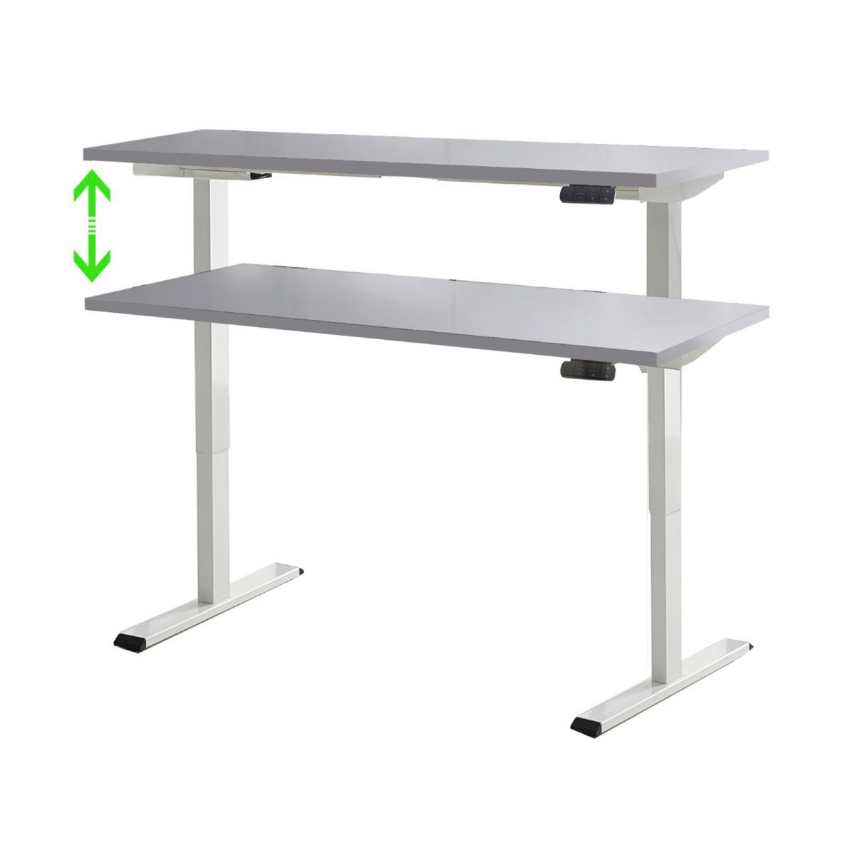 SCHREIBTISCH 138/67/69-119 cm  in Grau, Weiß  - Weiß/Grau, MODERN, Holzwerkstoff/Metall (138/67/69-119cm) - MID.YOU